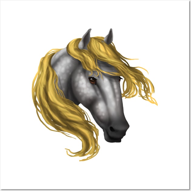 Horse Head - Dapple Yellow Mane Wall Art by FalconArt